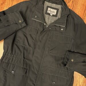 Johnston And Murphy Full Zip Quilted Field Chore Barn Jacket Men's Large Black